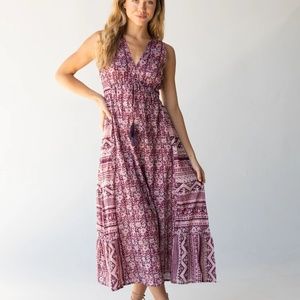 Natural Life - Gianna Midi Beach Dress - Purple Floral Border
